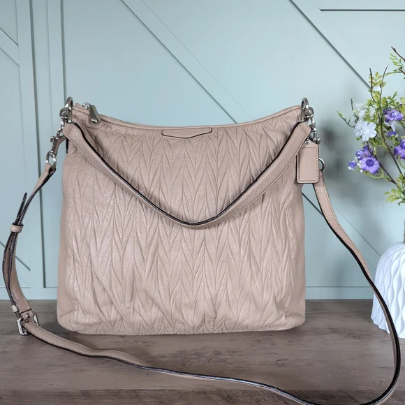 Coach Madison Gathered Leather Convertible Hobo - Picture 1 of 13